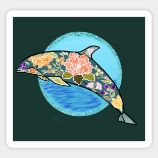 Floral Embellished Dolphin Sticker